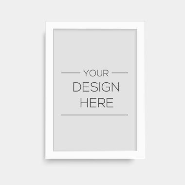 Gerçekçi beyaz resim çerçevesi. Vektör.