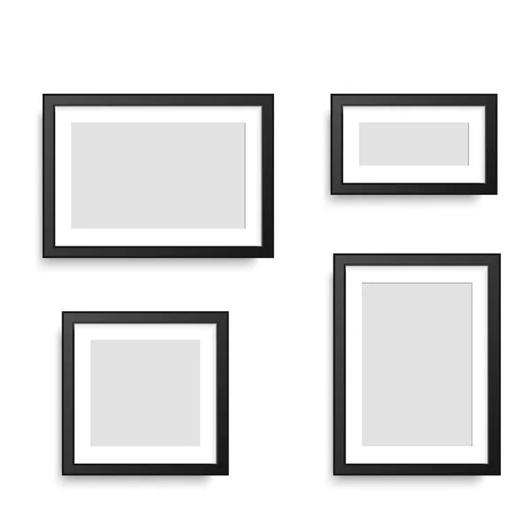 Set of black vintage photo frames. Vector. — Stock Vector