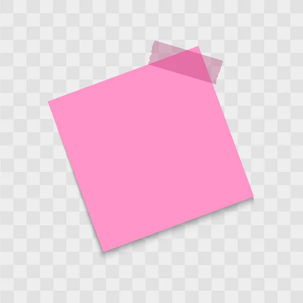 Post Opmerking papieren sticker pin met plakband op transparante achtergrond. Vector. — Stockvector