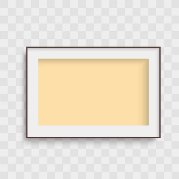Cadre photo jaune réaliste sur fond transparent. Vecteur . — Image vectorielle
