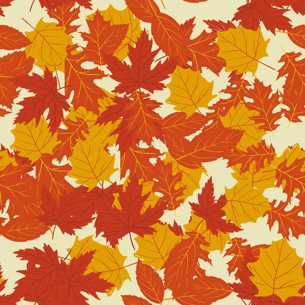 Naadloos patroon met herfstbladeren. Vectorillustratie — Stockvector