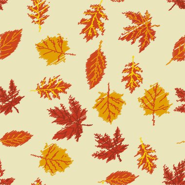 Sonbahar yaprakları ile Seamless modeli. Vektör.