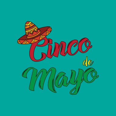 Cinco De Mayo için İllüstrasyon Bayrağı. Vektör