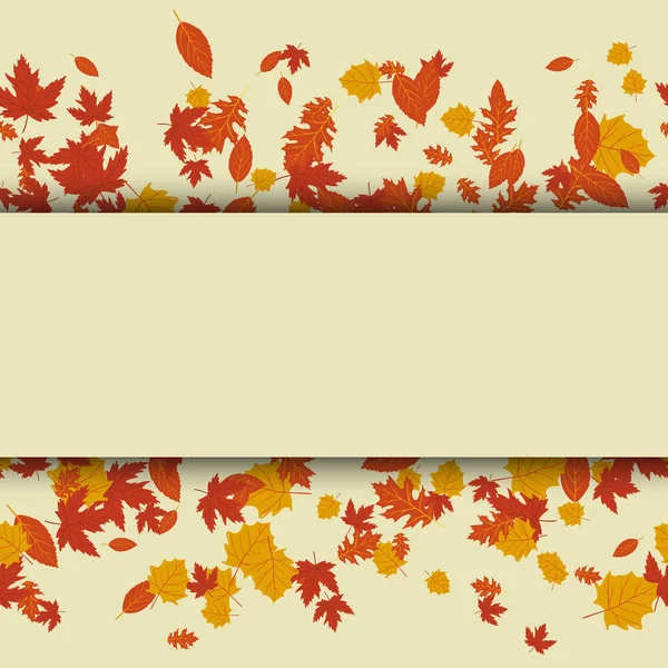 Herfst achtergrond met gele bladeren. Vector. — Stockvector