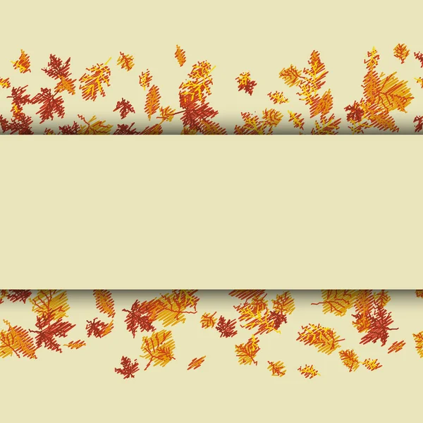 Herfst achtergrond met gele bladeren. Vector. — Stockvector