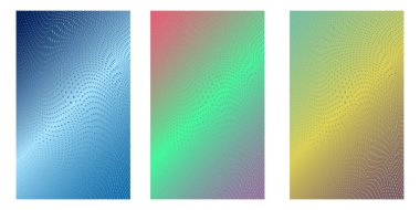 Arka plan. Minimalist kapak tasarım şablonları. Kitaplar, telefonları, albüm, dizüstü bilgisayarlar, raporları, dergi kapakları için düzenler kümesi. Çizgi Noktalı Gradyan etkisi. Geometrik mock-up doku