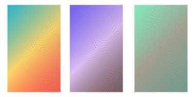 Arka plan. Minimalist kapak tasarım şablonları. Kitaplar, telefonları, albüm, dizüstü bilgisayarlar, raporları, dergi kapakları için düzenler kümesi. Çizgi Noktalı Gradyan etkisi. Geometrik mock-up doku