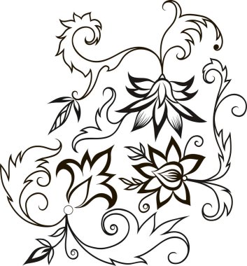 vektör süsleme siluetleri üç çiçek şeklinde