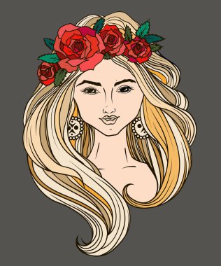 uzun sarı saçlı bir kız silüeti