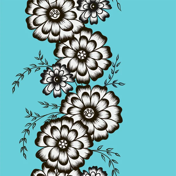 Векторний квітковий орнамент у вигляді ромашок на синьому фоні — стоковий вектор