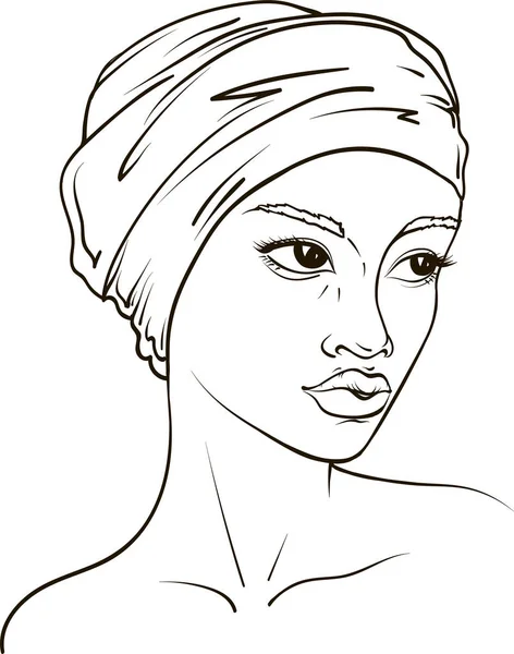 Retrato vectorial de mujer afroamericana en pañuelo — Vector de stock