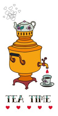 Rus geleneksel semaver vektör çizim