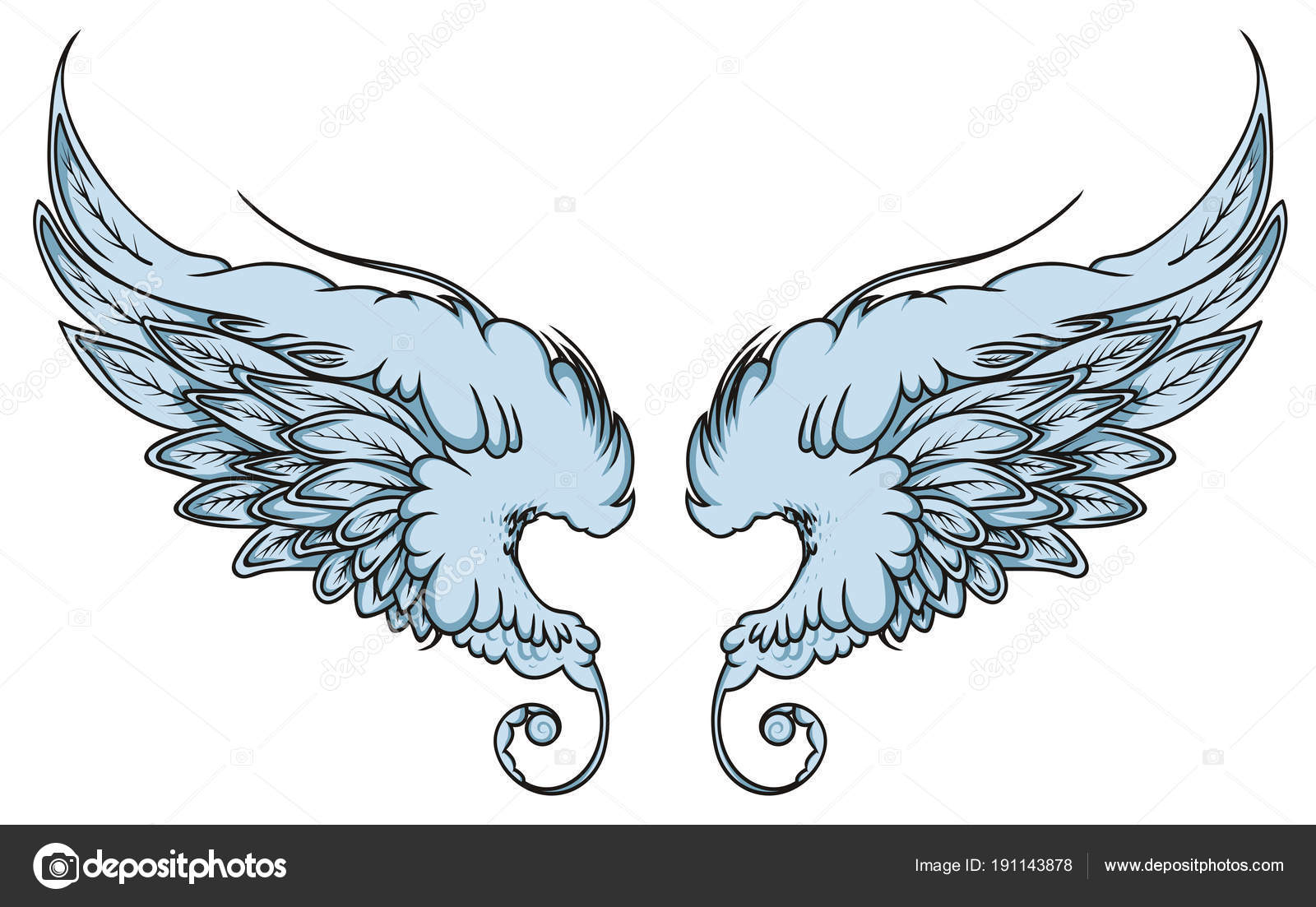 Image vectorielle Paire d'ailes d'aigle ou d'ange déployées par  ©e.s.kataeva - 191143878, image size:1600x1103