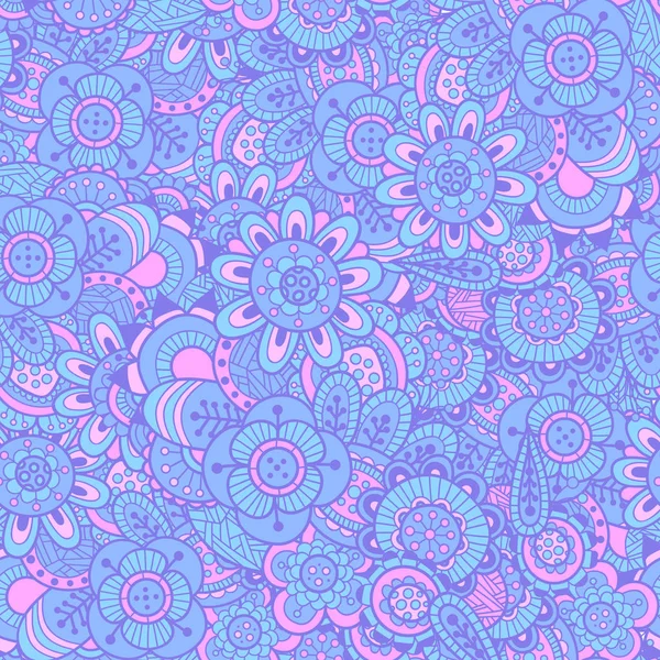 Patroon van paarse en roze eenvoudige bloemen — Stockvector
