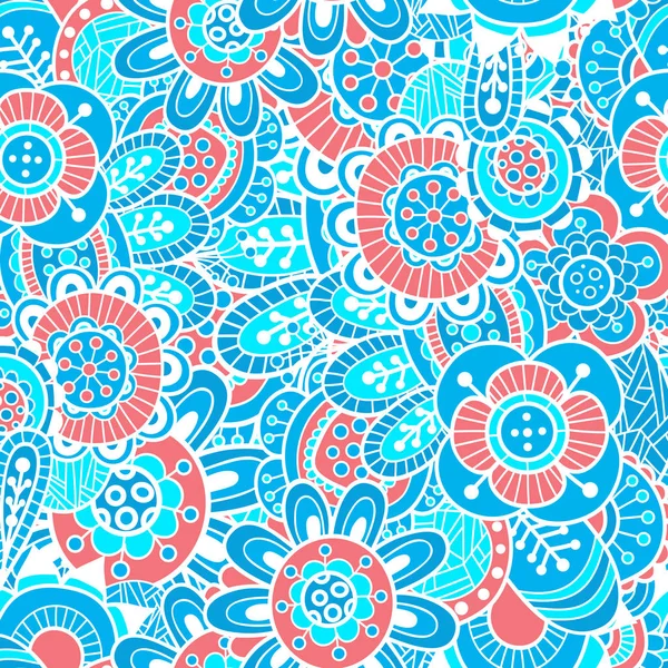 Motif de fleurs simples rouges et bleues — Image vectorielle