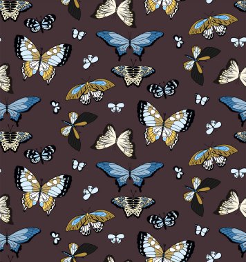 Kelebek desensiz. Uçan böcekler arka plan, sevimli kelebekler siluet simgeleri