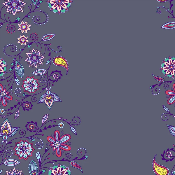 Bloemen achtergrond met indiaanse ornament. Naadloos patroon voor uw ontwerp wallpapers, patroon vullingen, webpagina achtergronden, oppervlakte texturen — Stockvector