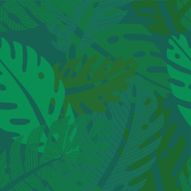 Vektör olarak yeşil renkte canavar yaprağı deseni
