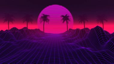 80 li Synthwave ve Retrowave arka plan