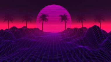 80s Synthwave And Retrowave Background clipart