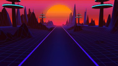 80s Synthwave And Retrowave Background clipart