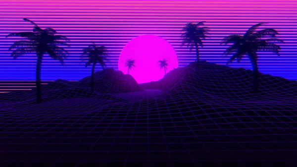 Lat Tych Synthwave Retrowave Tła — Zdjęcie stockowe