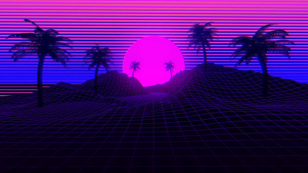 80s Synthwave And Retrowave Background