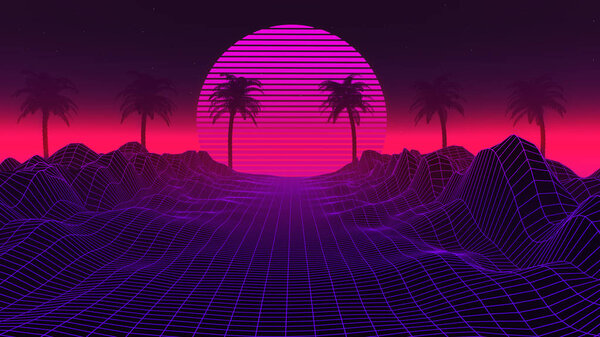 80s Synthwave And Retrowave Background