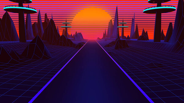 80s Synthwave And Retrowave Background