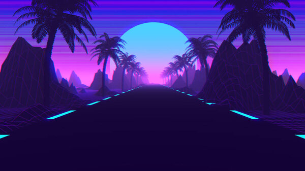 80s Synthwave And Retrowave Background
