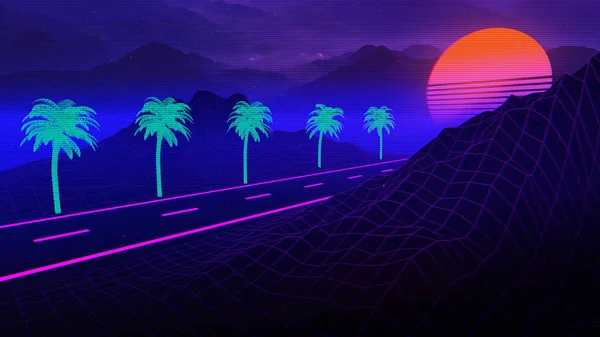 Synthwave Retroonda Sfondo — Foto Stock