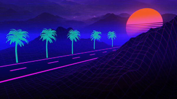 80s Synthwave And Retrowave Background
