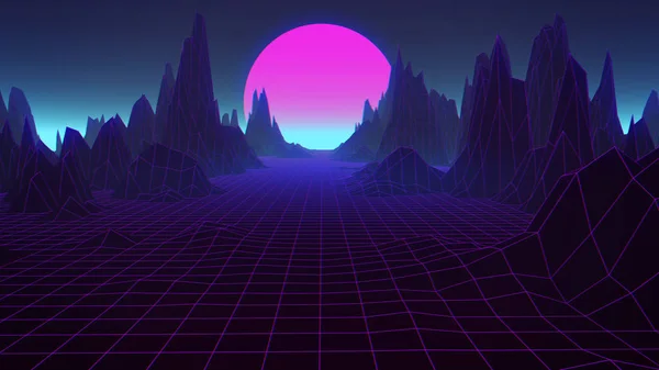 Anos Synthwave Retrowave Fundo — Fotografia de Stock