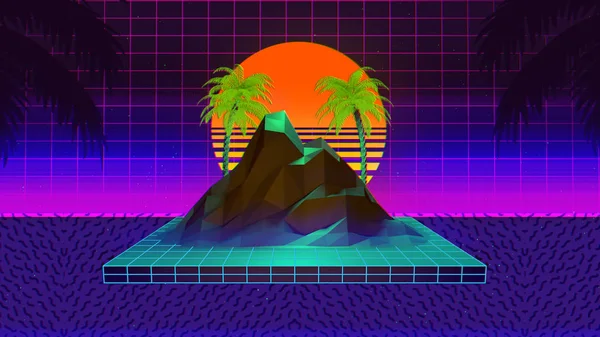 Anos Synthwave Retrowave Fundo — Fotografia de Stock