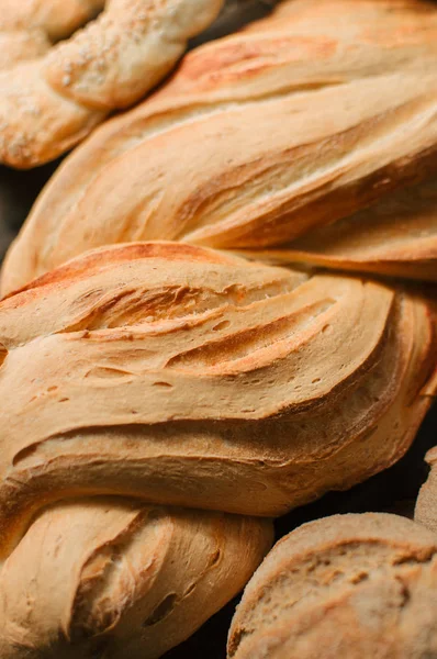 Close View Delicious Freshly Baked Loaves Bread — Stock Photo, Image