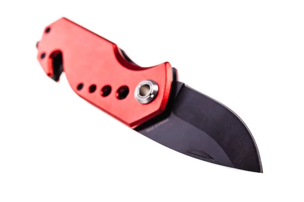 Červený kapesní nůž nad bílá — Stock fotografie