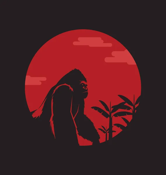 Gorilla Kingkong Onder Maan Logo Afbeelding Sjabloon — Stockvector