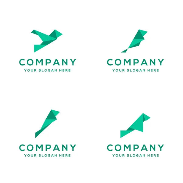 Origami Geométrico Pássaro Papel Logo Collection —  Vetores de Stock