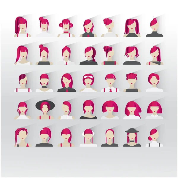 Аватар Женские Рыжие Волосы Человеческие Лица Социальные Сети Иконы Векторные — стоковый вектор