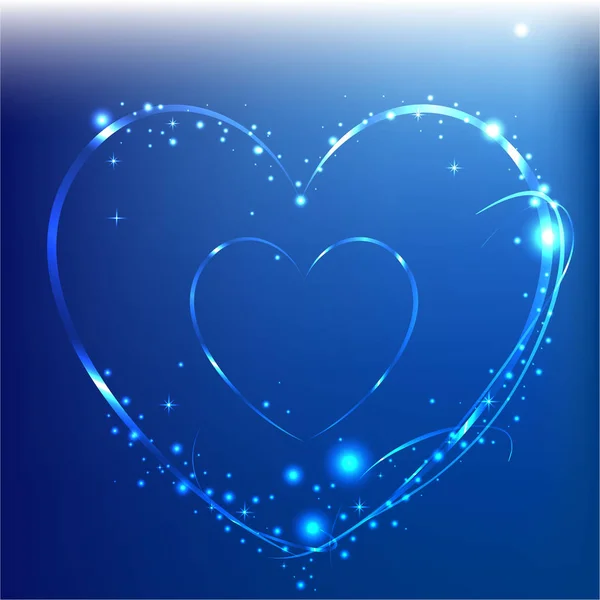 Αφηρημένη Αστραπή Νέον Καρδιές Μπλε Φόντο Εικόνα Καθαρή Μαγεία Lihgts — Διανυσματικό Αρχείο