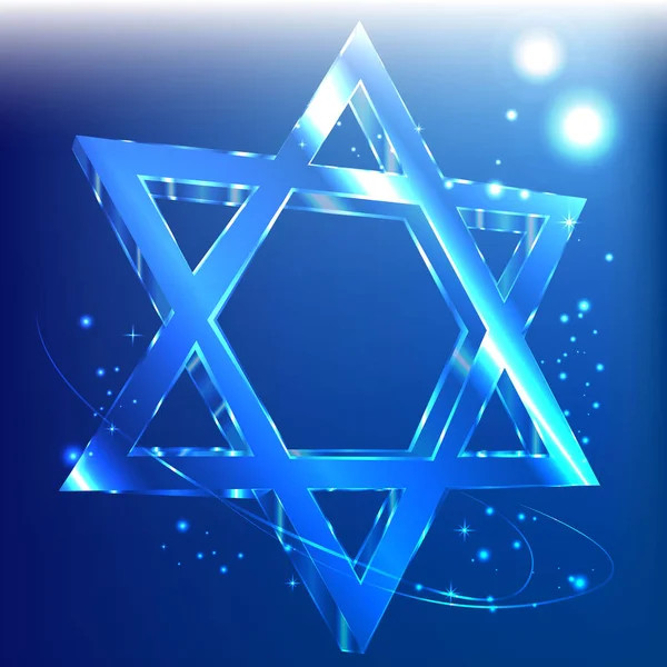 Blue Star David Glass Jewish Symbol Abstract Background — Stock Vector
