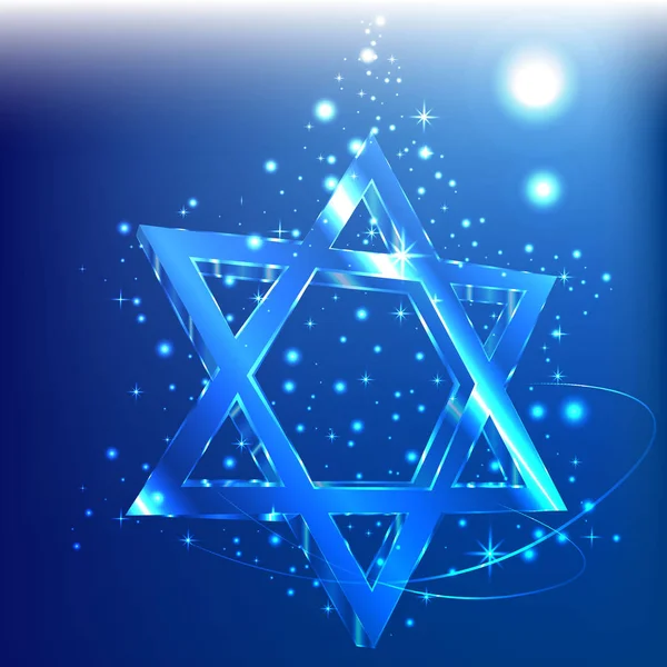 大卫的蓝色星 玻璃犹太标志抽象背景 — 图库矢量图片