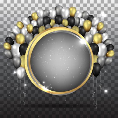 Yuvarlak boş çerçeve, süslü, gerçekçi, zarif balonlar.