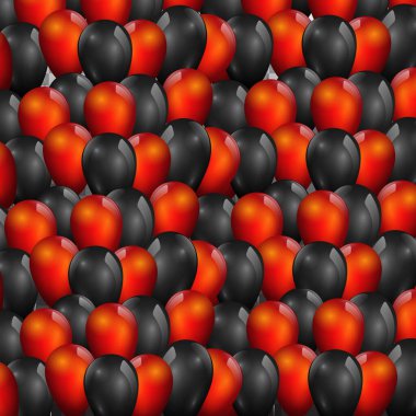 Kırmızı ve siyah gerçekçi vektör balonları, zarif arka plan 