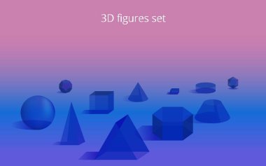 Şeffaf 3d ilkel kompozisyon, gerçekçi vektör