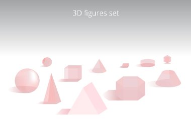 Şeffaf 3d ilkel kompozisyon, gerçekçi vektör