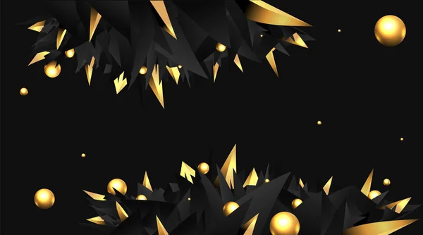 低矮的多典雅三角形背景，金黄色金属球 — 图库矢量图片