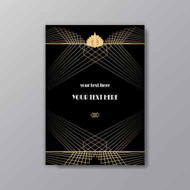 Art Deco zarif siyah sayfa şablonu, ağ için retro biçimi