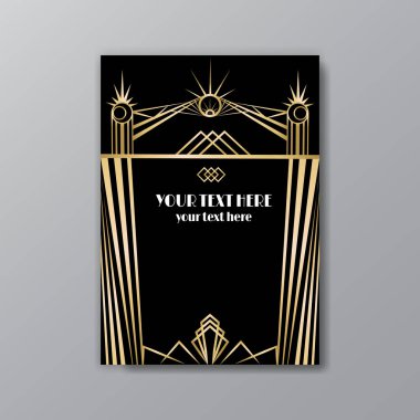 Art Deco zarif siyah sayfa şablonu, ağ için retro biçimi