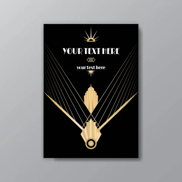 Art Deco elegante goldene schwarze Seitenvorlage, Retro-Stil für Web — Stockvektor